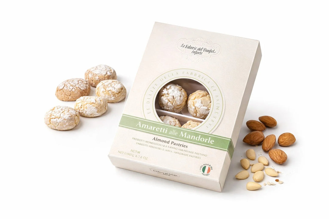 Amaretti Morbidi alle Mandorle La Fabbrica del Panforte Siena – Confezione 190g con biscotti e mandorle