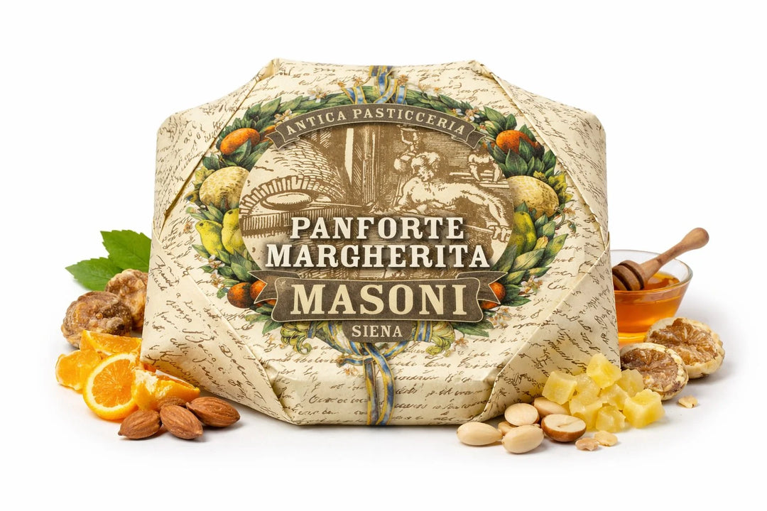 Panforte Margherita Masoni Siena – Confezione originale con mandorle, frutta candita, arancia e miele