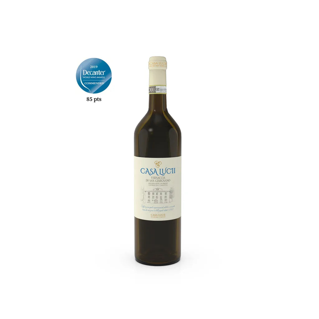 Bottiglia Vernaccia di San Gimignano DOCG Casa Lucii — vino bianco biologico toscano, Decanter Commended 85pt
