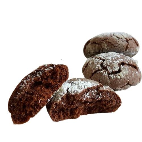 "Amaretti al Cacao Senza Glutine - Deliziosi biscotti senza glutine con mandorle e cacao di alta qualità." "Gusto Senza Compromessi - Prova gli Amaretti al Cacao senza glutine, l'equilibrio perfetto tra dolcezza e delicatezza."