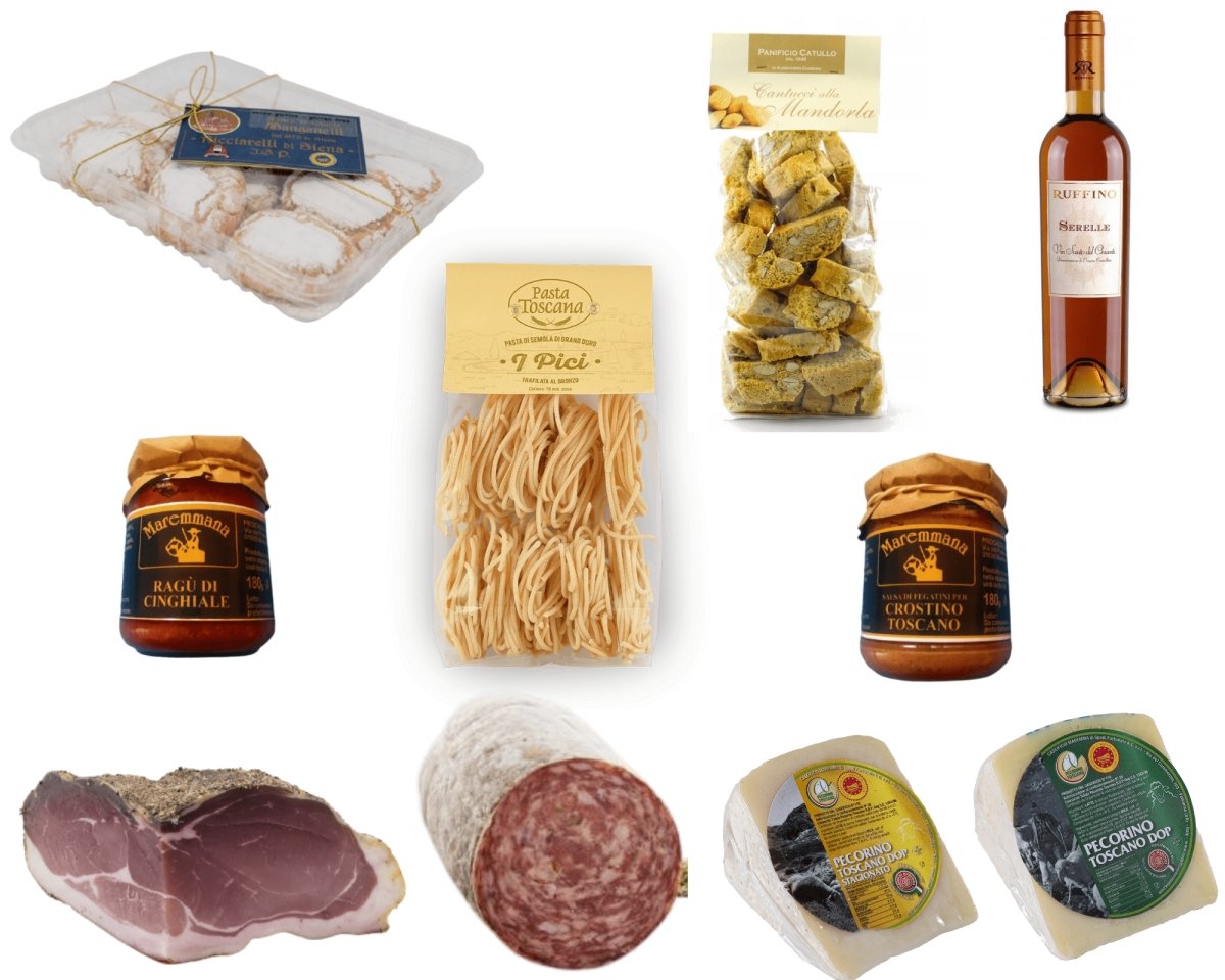 Cesto Regalo Prodotti Tipici Dolci e Salati - Salumeria Toscana Cesto Regalo Prodotti Tipici Dolci e SalatiSalumeria Toscana Salumeria Toscana Confezioni regalo e scatole di lattaCesto Regalo Prodotti Tipici Dolci e Salati