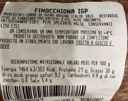 Finocchiona IGP Toscane
